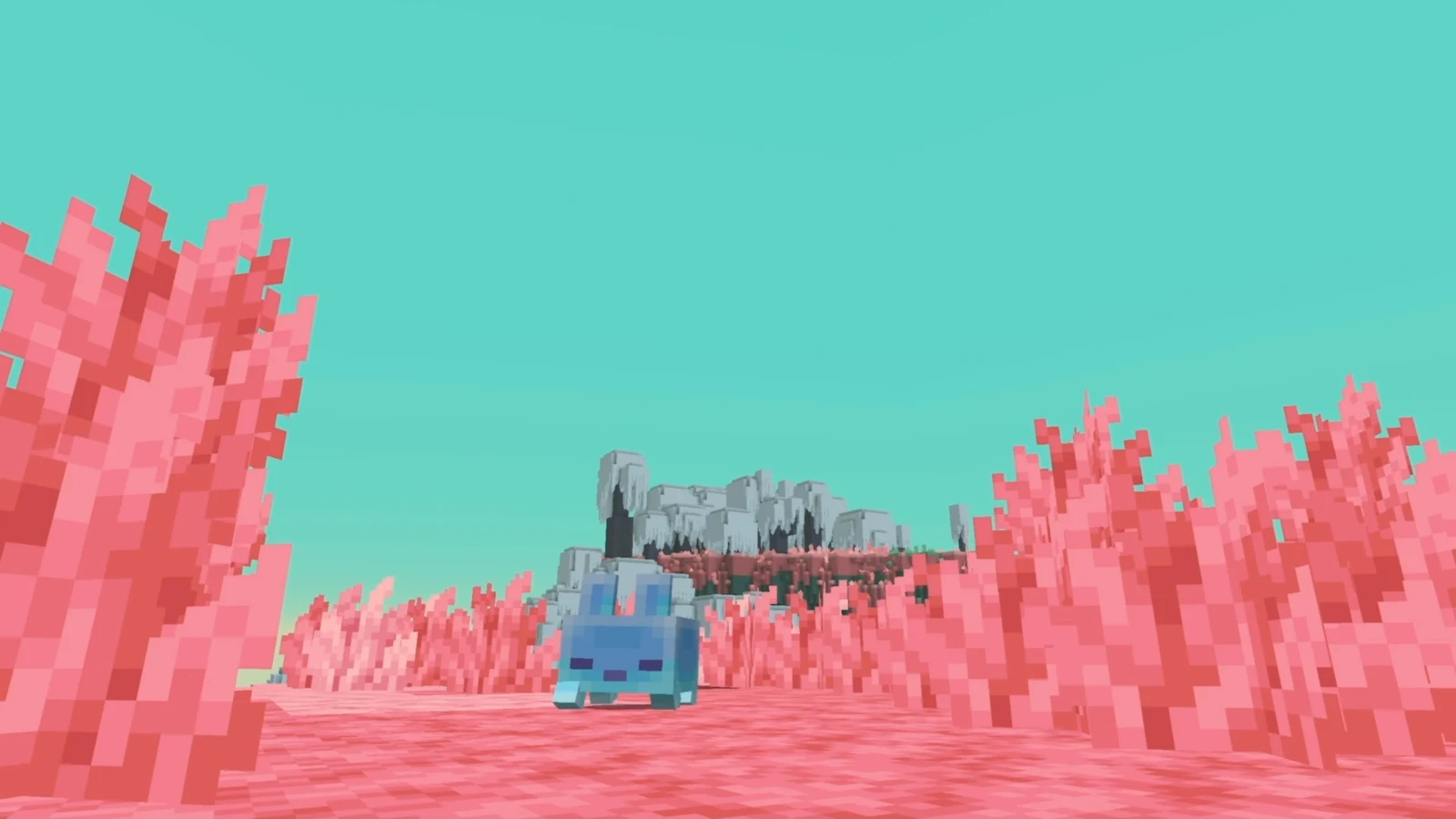 Pink landscape and blue creature in The Sift teaser